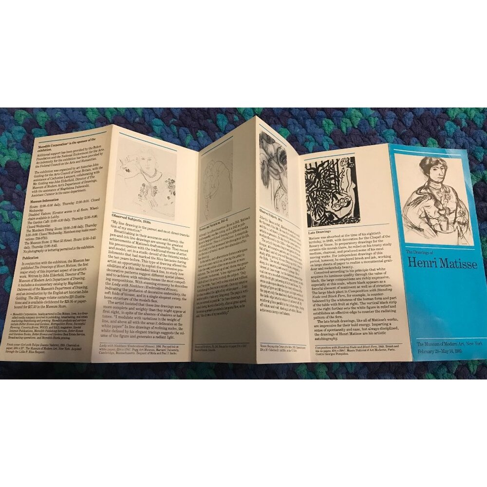 Henri Matisse MoMA 1985 Vintage Exhibition Brochure Fold-Out NYC